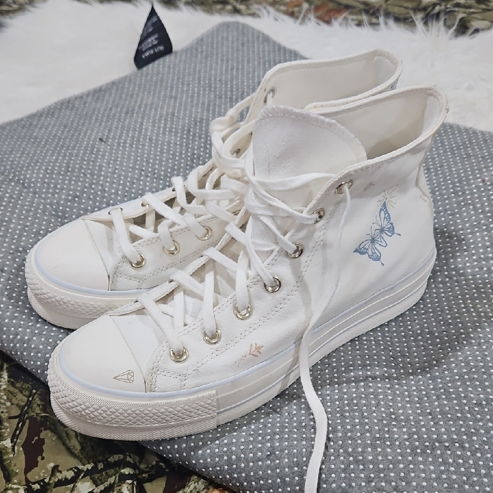 Converse White High-Top Sneakers with Butterfly Tiny Tatto Women Design …